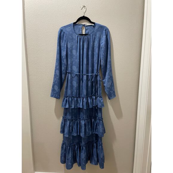 CHELSEA & VIOLET Blue Tiered Maxi Dress Size S - Picture 2 of 10